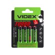Батарейка Videx LR6/AA Turbo 4шт BLISTER (40/720), лужна