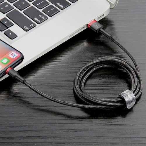 Кабель Baseus Cafule Cable USB For Lightning 2.4A 0.5M Red/Black