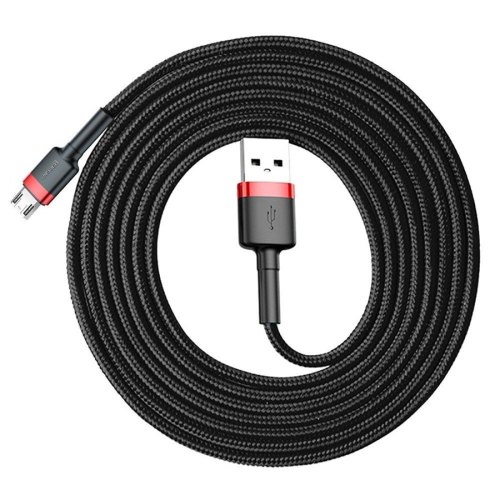 Кабель USB 2.0 AM-MicroUSB M, 2.0 м, 1.5A, чорний-червоний, (двосторонній) CAMKLF Baseus