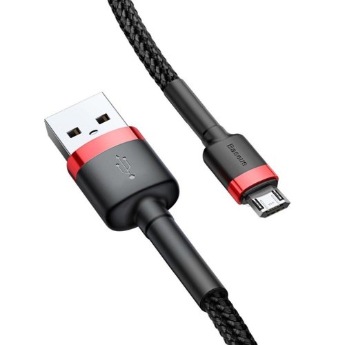 Кабель USB 2.0 AM-MicroUSB M, 2.0 м, 1.5A, чорний-червоний, (двосторонній) CAMKLF Baseus