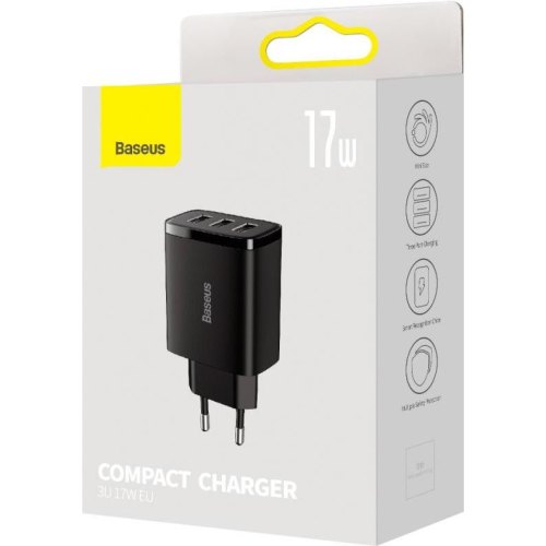 МЗП Baseus Compact Charger 3U 17W EU, Black