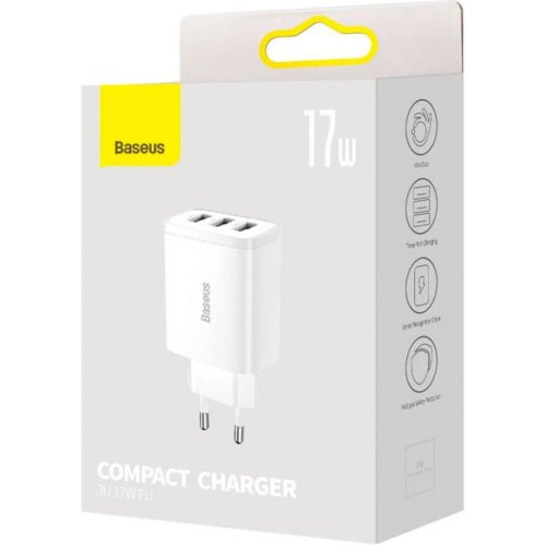 МЗП Baseus Compact Charger 3U 17W EU, White