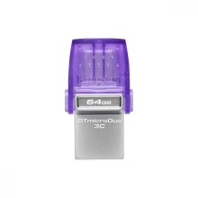 USB флеш Kingston   64GB USB 3.2 Type-A + Type-C DT microDuo 3C R200MB/s