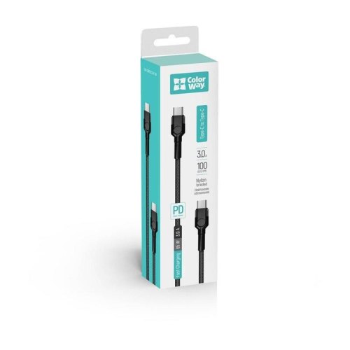 Кабель Colorway Type-C - Type-C (PD Fast Charging 65W) 3.0А 1м Black