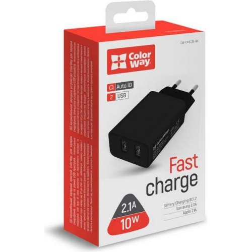 МЗП Colorway 2USB AUTO ID 2.1A (10W) Black