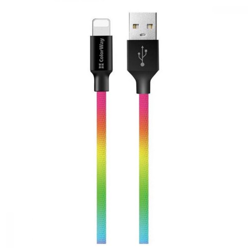 Кабель Colorway USB - Lightning (multicolor) 2.4А 1м