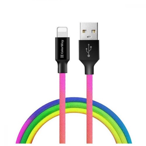 Кабель Colorway USB - Lightning (multicolor) 2.4А 1м