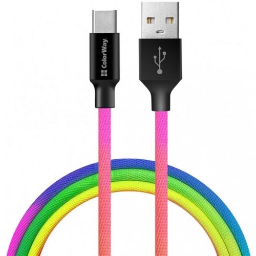 Кабель Colorway USB - Type-C (multicolor) 2.4А 1м