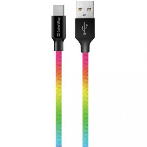 Кабель Colorway USB - Type-C (multicolor) 2.4А 1м