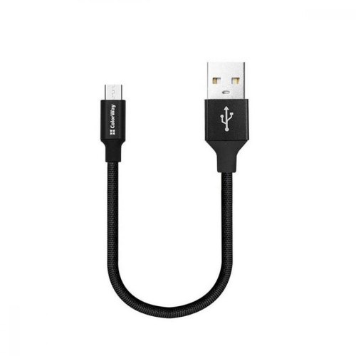 Кабель Colorway USB - MicroUSB 2.4А 25см Black