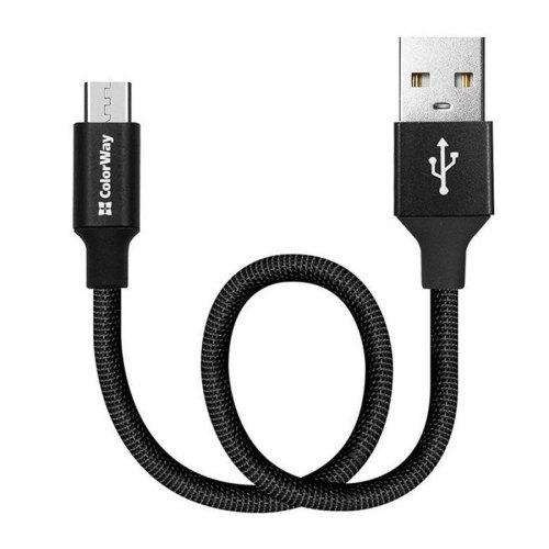 Кабель Colorway USB - MicroUSB 2.4А 25см Black