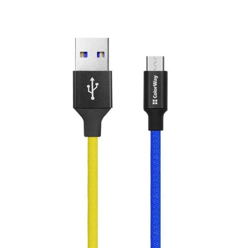Кабель Colorway USB - MicroUSB (national) 2.4А 1м Blue/Yellow