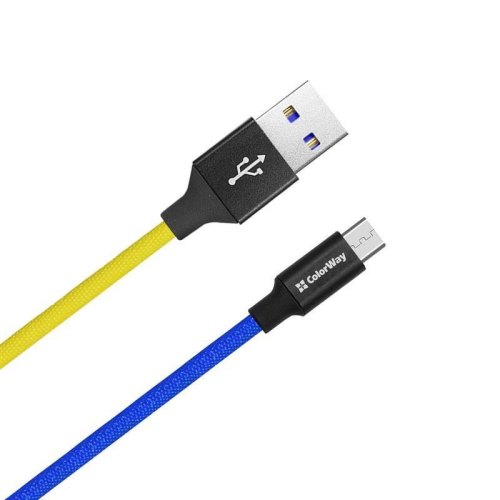 Кабель Colorway USB - MicroUSB (national) 2.4А 1м Blue/Yellow