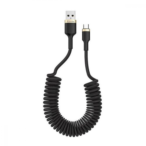 Кабель Colorway USB - MicroUSB (spiral) 2.4А 35-150см Black