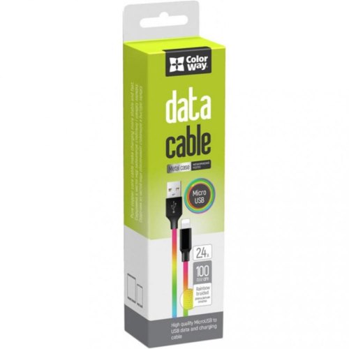 Кабель Colorway USB - MicroUSB (multicolor) 2.4А 1м