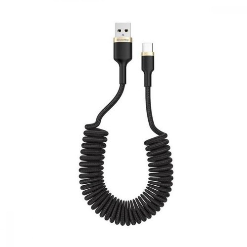 Кабель Colorway USB - Type-C (spiral) 2.4А 35-150см Black