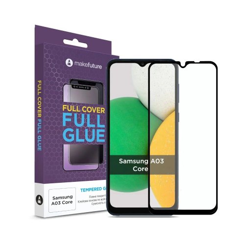 Захисне скло  MakeFuture Full Cover Full Glue для Samsung A03 Core (A032) Black