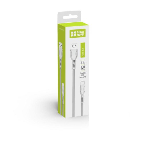 Кабель Colorway USB - MicroUSB (line-drawing ) 2.4А 1м White