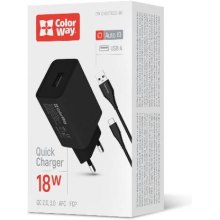МЗП Colorway 1USB Quick Charge 3.0 (18W) черное + cable Type C Black