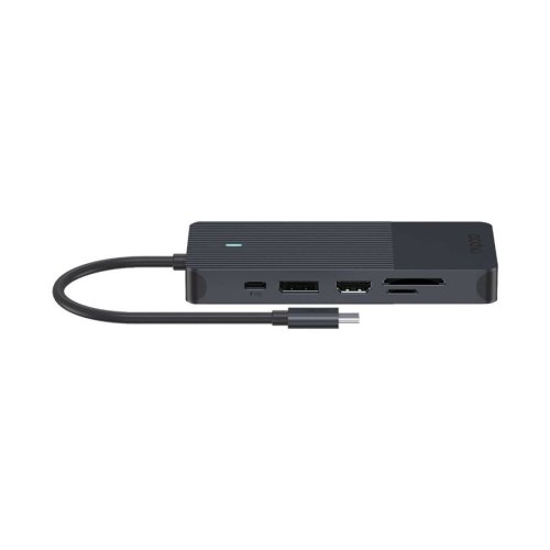 USB-хаб RAPOO UCM-2006, 12 в 1, Type-C -> 3xUSB-A, USB-C, 2xHDMI, DisplayPort, 3,5mm, RJ45, SD/MicroSD, PD, чорний