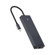 USB-C хаб RAPOO UCM-2002, 6 в 1, Type-C -> 2xUSB-A, USB-C, HDMI, RJ45, PD, чорний