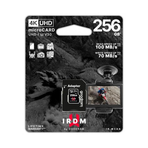 microSDXC карта 256GB GoodRam UHS-I/U3 Class 10 IRDM + SD-адаптер R100/W70MB/s (IR-M3AA-2560R12)