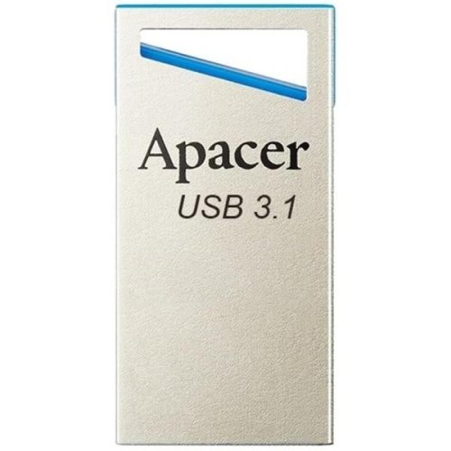 USB флеш, 32GB, Apacer AH155 Blue USB3.0 (AP32GAH155U-1) метал, вушко для кріплення до брелка, сріблястий