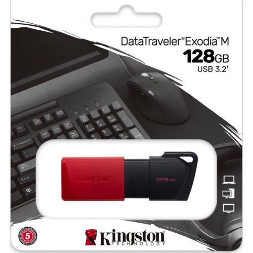 USB флеш Kingston  128GB USB 3.2 Type-A Gen1 DT Exodia M Black Red