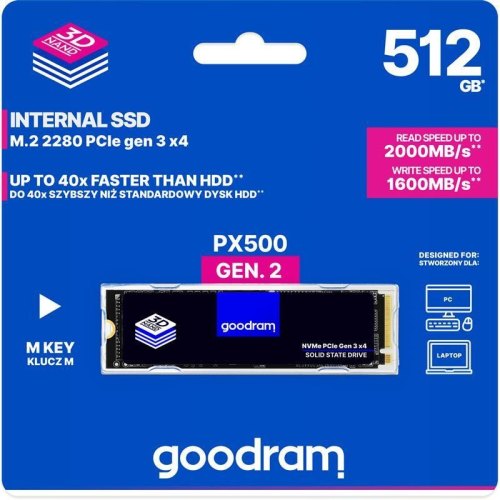 Накопичувач SSD GOODRAM PX500 512GB M.2 NVMe PCIe 3x4 (SSDPR-PX500-512-80-G2)