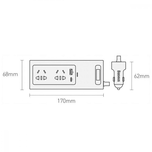 Автомобільний інвертор Baseus In-car Inverter 150W (220V CN/EU) Black