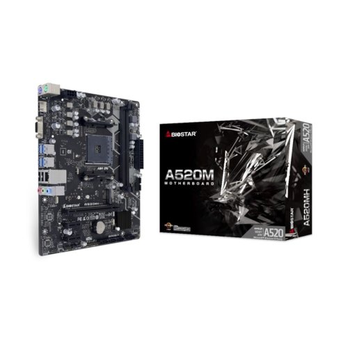 Материнська плата Biostar A520MH AMD A520, Socket AM4, uATX, GbE LAN Dual 2-DIMM DDR4