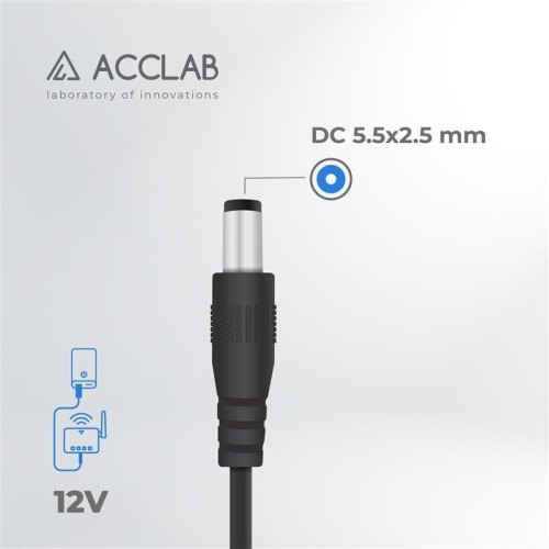 Кабель живлення ACCLAB USB to DC, 5,5х2,5 мм, 5V, 1,5A (чорний)