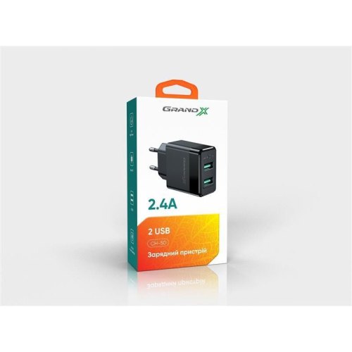МЗП Grand-X CH-50 (2USB 5V 2.4A), color White (CH-50)