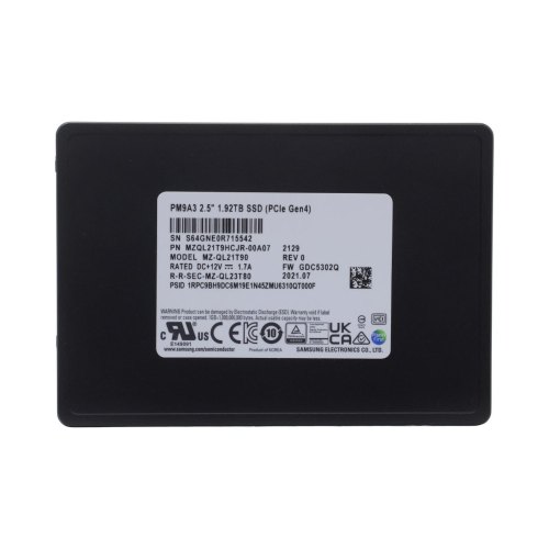 Накопичувач SSD U.2 2.5 Samsung, PM9A3,1.92TB,NAND: 3D V-NAND (MZQL21T9HCJR-00A07)