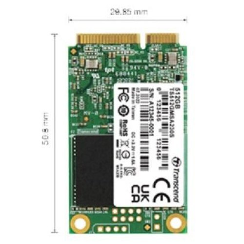 Накопичувач SSD mSATA Transcend, 230S,512GB,NAND: 3D NAND TLC (TS512GMSA230S)