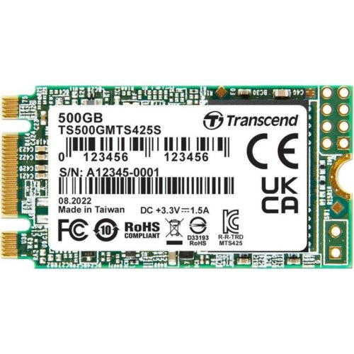 Накопичувач SSD M.2 Transcend, 425S,500GB, NAND: 3D NAND (TS500GMTS425S)