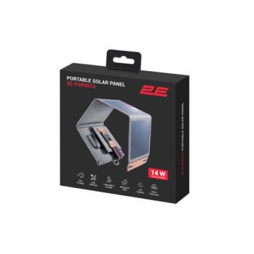 Портативна сонячна панель 2E, 14 Вт зарядний пристрій, USB-A 5V/2.4A