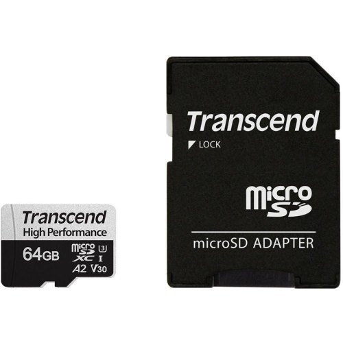 Карта памяті Transcend 64GB microSDXC C10 UHS-I U3 A2 R100/W85MB/s + SD