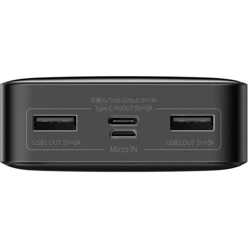 Зовнішній акумулятор Powerbank Baseus Bipow Overseas 15W 20000 mAh Black