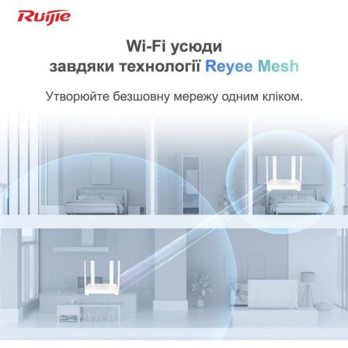 Бездротовий маршрутизатор Ruijie Reyee (RG-EW1800GX PRO) 2.4/5ГГц до 1800MBps, 802.11 a/b/g/n/ac, 4x10/100/100/1000