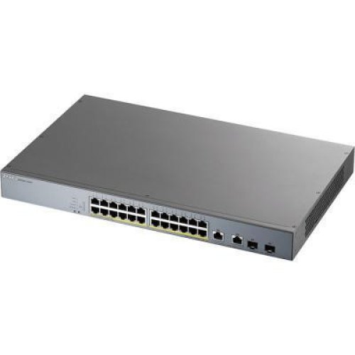 Комутатор для відеоспостереження ZYXEL GS1350-26HP (GS1350-26HP-EU0101F) (24xGE PoE+, 2xGE/SFP, PoE max 375W, NebulaFlex Pro, живлення до 250м, автопе