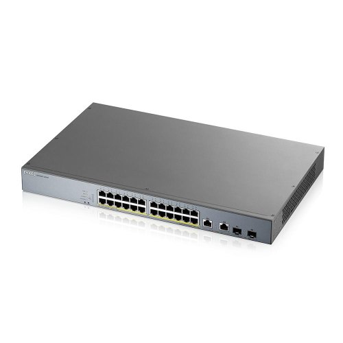 Комутатор для відеоспостереження ZYXEL GS1350-26HP (GS1350-26HP-EU0101F) (24xGE PoE+, 2xGE/SFP, PoE max 375W, NebulaFlex Pro, живлення до 250м, автопе