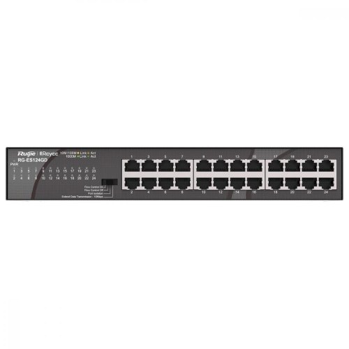 Комутатор Ruijie Reyee (RG-ES124GD) 24xGE, CCTV, ext. data link 250m, Port Isolation, rack mount, метал