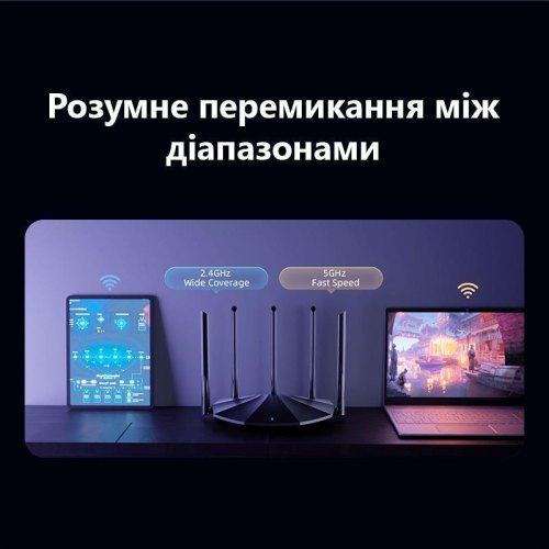 Маршрутизатор Wi-Fi Tenda RX2 Pro 2.4/5ГГц до 1501MBps, 802.11 a/b/g/n/ac/ax, 3x10/100/1000