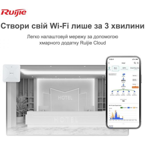 Точка доступу Ruijie Reyee (RG-RAP2200(F)) AC1300, 2xFE, MU-MIMO, PoE, Ruijie Cloud
