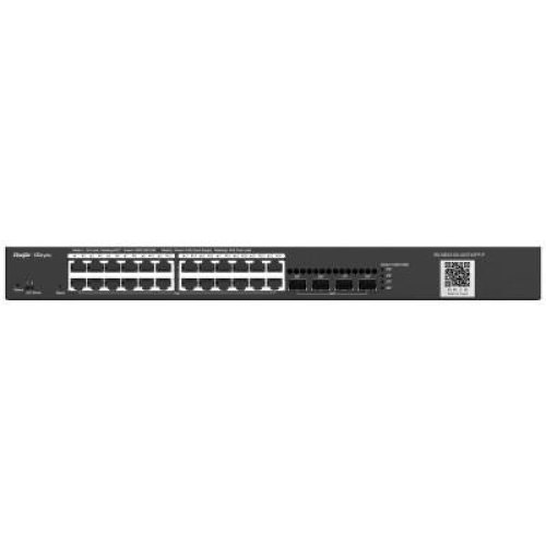 Комутатор Ruijie Reyee (RG-NBS3100-24GT4SFP-P) 24xGE PoE+, 4xSFP, max PoE 370W, 19-inch Rack-mountable Stell Case, Ruijie Cloud, L2