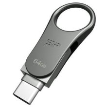 USB флеш Silicon Power 64 GB Mobile C80 Silver USB 3.1(SP064GBUC3C80V1S)