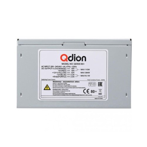 БЖ 500Вт, Qdion (Qdion QD500 80+), 20+4, 1x4+4, 5xSATA, 120мм