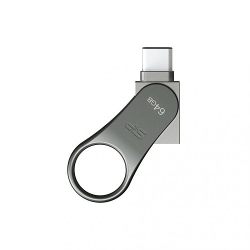 USB флешSilicon Power 128 GB DriveMobile C80 USB 3.1 + Type-C, Silver (SP128GBUC3C80V1S)