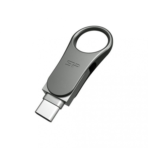 USB флешSilicon Power 128 GB DriveMobile C80 USB 3.1 + Type-C, Silver (SP128GBUC3C80V1S)